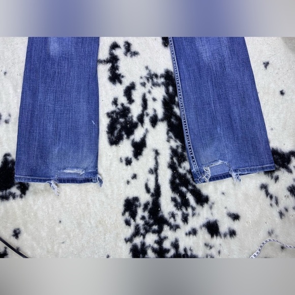 Wrangler Women’s Y2K Vintage Pink Logo Medium Wash Bootcut Denim Jeans Size 32 - Picture 6 of 8